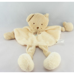 Doudou plat ours ecru jaune TEX 