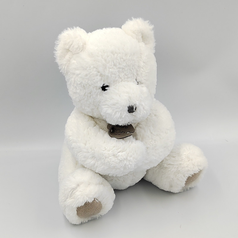 Doudou peluche ours blanc beige maman ours ivoire HISTOIRE D'OURS