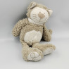 Doudou chat beige blanc Oscar J-LINE
