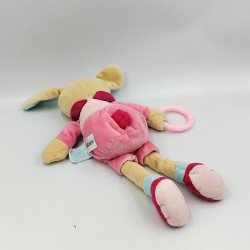 Doudou lapin beige rose bleu Perle BABY NAT
