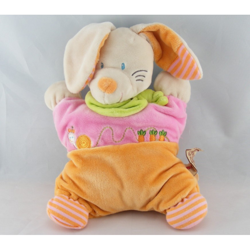 Doudou semi plat lapin bleu escargot NICOTOY
