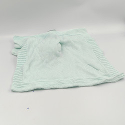 Doudou plat carré lapin bleu Lapidou laine NATTOU