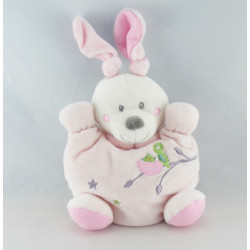 Doudou semi plat lapin rose oiseau vert NICOTOY KIABI