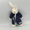 Doudou lapin blanc bleu marine TARTINE ET CHOCOLAT