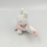 Doudou hochet lapin blanc rose laine MIFFY