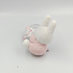 Doudou hochet lapin blanc rose laine MIFFY
