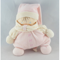 Doudou semi plat Lutin rose gris Nounours