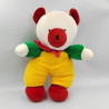 Doudou ours jaune vert rouge LUCKSON