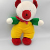 Doudou ours jaune vert rouge LUCKSON