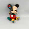 Doudou peluche musical Mickey rouge noir étoiles motifs DISNEY