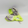 Doudou plat éléphant gris vert blanc fleurs NOUNOURS
