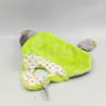 Doudou plat éléphant gris vert blanc fleurs NOUNOURS