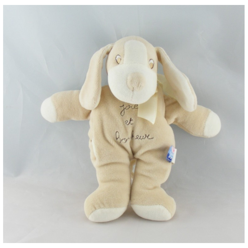 Doudou chien beige joie et bonheur SUCRE D'ORGE