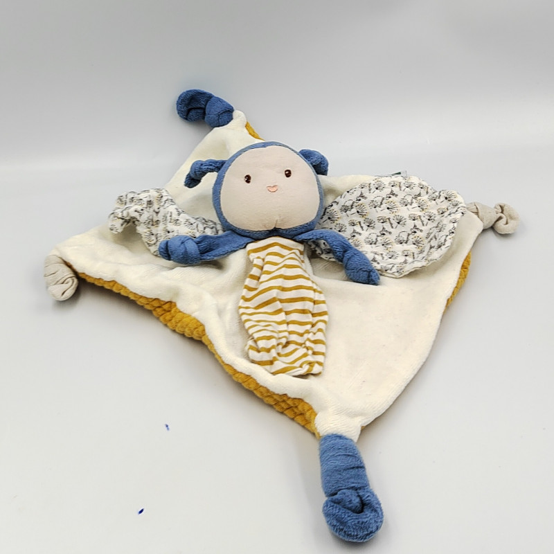 Doudou et compagnie plat insecte abeille bleu blanc jaune bio