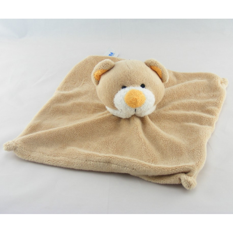 Doudou plat carré ours beige ORCHESTRA