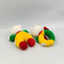 Doudou ours jaune vert rouge LUCKSON