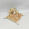 Doudou plat ours beige blanc TEX BABY brodé