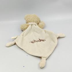 Doudou plat ours beige blanc TEX BABY brodé