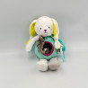 Doudou lapin bleu vert jaune blanc U TOUT PETITS