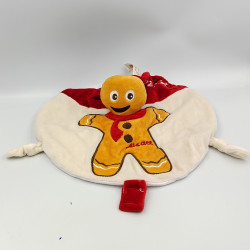 Doudou plat rond biscuit rouge blanc marron RODA