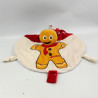 Doudou plat rond biscuit rouge blanc marron RODA