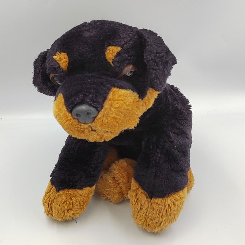 Peluche chien marron noir