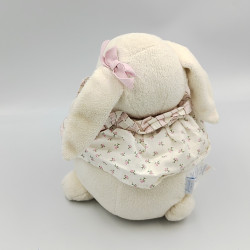 Doudou boule lapin blanc rose fleurs  JACADI