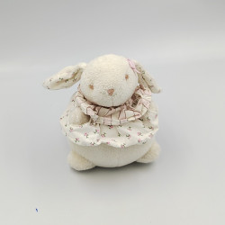 Doudou boule lapin blanc rose fleurs  JACADI LOT DE 2