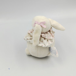 Doudou boule lapin blanc rose fleurs  JACADI LOT DE 2