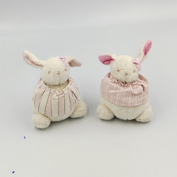 Doudou boule lapin blanc rose fleurs JACADI