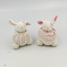 Doudou boule lapin blanc rose fleurs JACADI