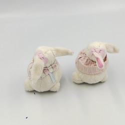 Doudou boule lapin blanc rose fleurs JACADI