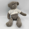 Doudou peluche ours gris chemise blanche Oscar J-LINE