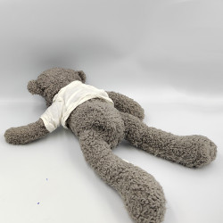 Doudou peluche ours gris chemise blanche Oscar J-LINE