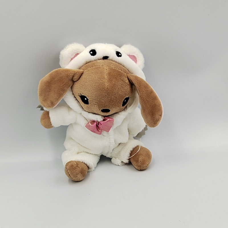 Doudou lapin beige déguisé en ours blanc H&M