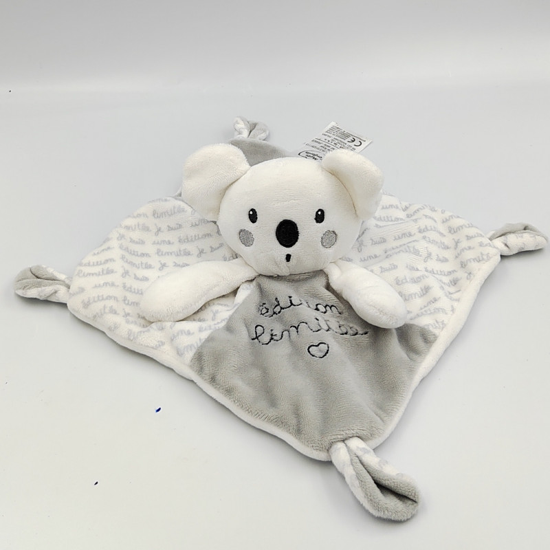 Doudou plat koala gris blanc MOTS D'ENFANTS
