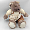 Ancienne peluche lapin marron velours fleurs JEMINI 40 cm
