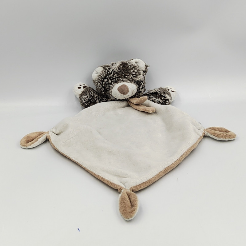 Doudou plat ours marron beige blanc TEX BABY