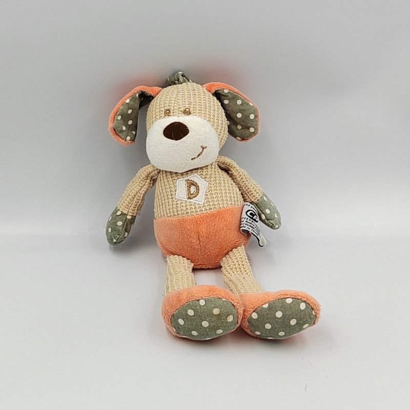 Doudou chien beige gris orange CP INTERNATIONAL