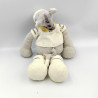 Doudou zèbre gris blanc foulard jaune NICOTOY
