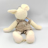 Doudou peluche souris écru rayé beige NOUNOURS