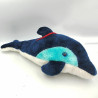 Grande Peluche Dauphin bleu marine bleu blanc