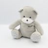 Doudou ours gris blanc rayé Musti Mustela