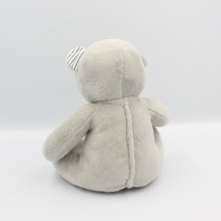 Doudou ours gris blanc rayé Musti Mustela
