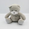 Doudou ours gris blanc rayé Musti Mustela