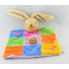 Doudou plat lapin patchwork multicolore carottes abeille KALOO