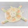 Doudou plat rond ecru orange vert cheval ane KIMBALOO