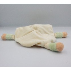 Doudou plat rond ecru orange vert cheval ane KIMBALOO