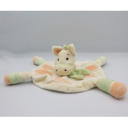 Doudou plat rond ecru orange vert cheval ane KIMBALOO