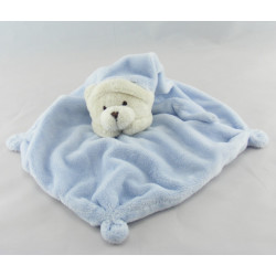 Doudou plat ours bleu rayé poche CMP